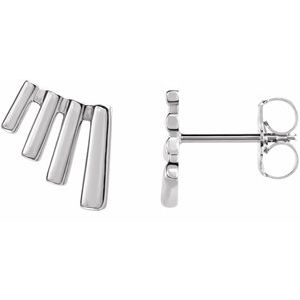 Sterling Silver 11.29 X 8.64 Mm Pair Friction Backs Included Polished Fan Ear Climbers