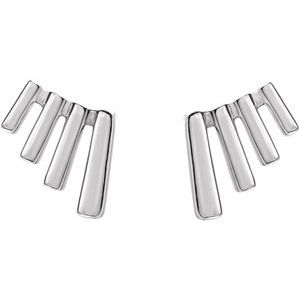 Sterling Silver 11.29 X 8.64 Mm Pair Friction Backs Included Polished Fan Ear Climbers