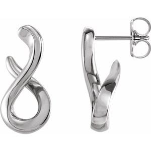 14K White Gold Infinity-Inspired Drop Earrings