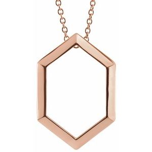 14K Rose Gold 21.68 X 14.55 Mm 16-18 In Polished Geometric Necklace