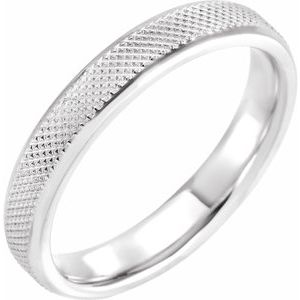 14K Yellow Or White Or Rose Gold Beveled-Edge Knurled Comfort-Fit Half Round Band