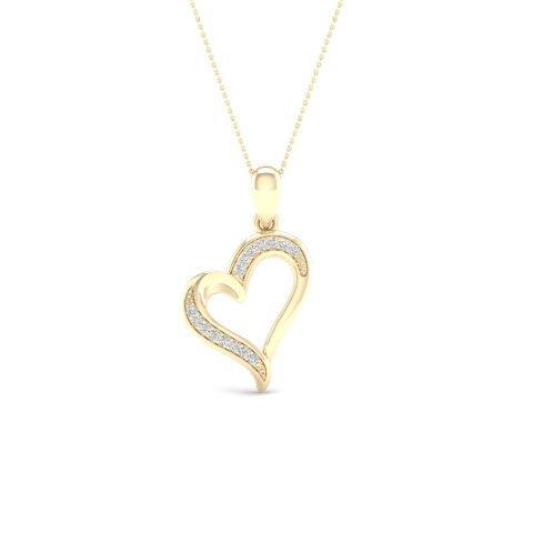 10K Yellow Gold 0.05 Cttw Diamond Heart Charms