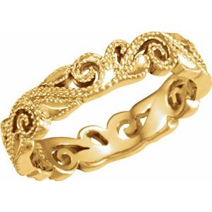 14K Yellow Gold 4.5 Mm Polished Scroll Band Size 8