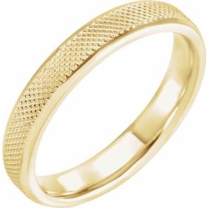 14K Yellow Gold 4 Mm Polished Comfort-Fit Knurled Beveled Edge Band Size 10