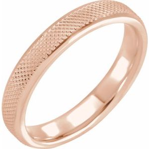 10K Yellow Or White Or Rose Gold Beveled-Edge Knurled Comfort-Fit Half Round Band
