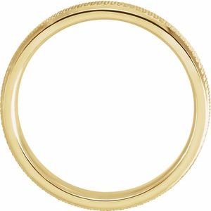 14K Yellow Gold 4 Mm Polished Comfort-Fit Knurled Beveled Edge Band Size 10