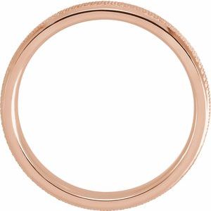 10K Yellow Or White Or Rose Gold Beveled-Edge Knurled Comfort-Fit Half Round Band