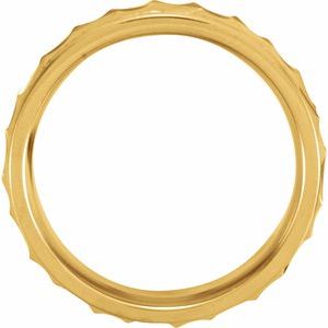 14K Yellow Or White Gold Or Sterling Silver Or Platinum 6.75 mm Milgrain Edge Diagonal Grooved Comfort-Fit Half Round Band