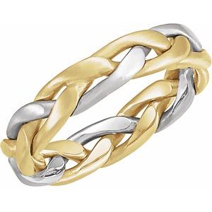 14K Yellow/White Gold 4.5 Mm Polished Woven-Design Band Size 9