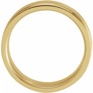 14K Yellow Or White Or Rose Gold Grooved Comfort-Fit Flat Band