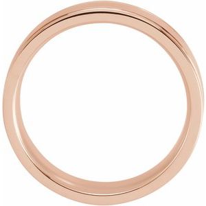 14K Yellow Or White Or Rose Gold Grooved Comfort-Fit Flat Band