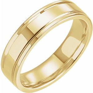 14K Yellow Or White Or Rose Gold Grooved Comfort-Fit Flat Band