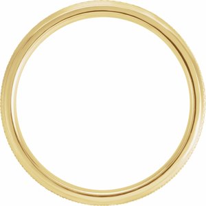 18K Yellow Or White Or Rose Gold Beveled-Edge Knurled Comfort-Fit Half Round Band