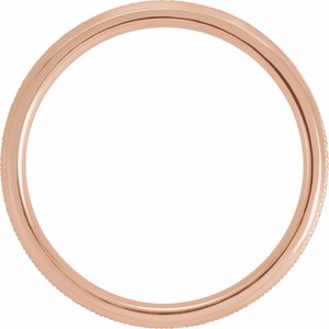 18K Yellow Or White Or Rose Gold Beveled-Edge Knurled Comfort-Fit Half Round Band
