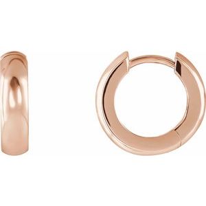 14K Rose Gold Pair Hinged Earrings, Length: 14.25 Mm, Thickness: 3.5 Mm
