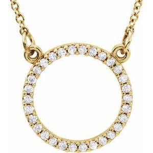 14K Yellow Gold Round 13 X 13 Mm 1Mm Gh Si1-Si2 1/8 Ctw Lab-Grown Diamond Circle Necklace, Length: 16 In