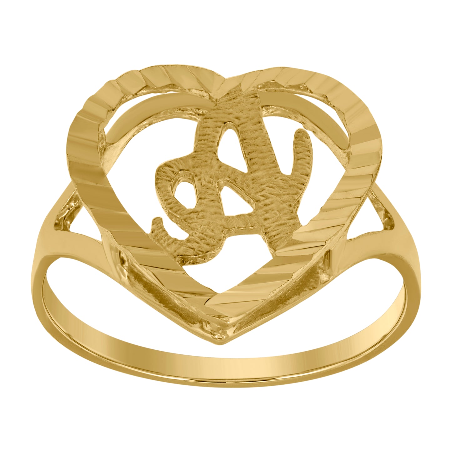 10K Yellow Gold Unisex Initial Alphabet Bridal Anniversary Engagement Wedding Ring