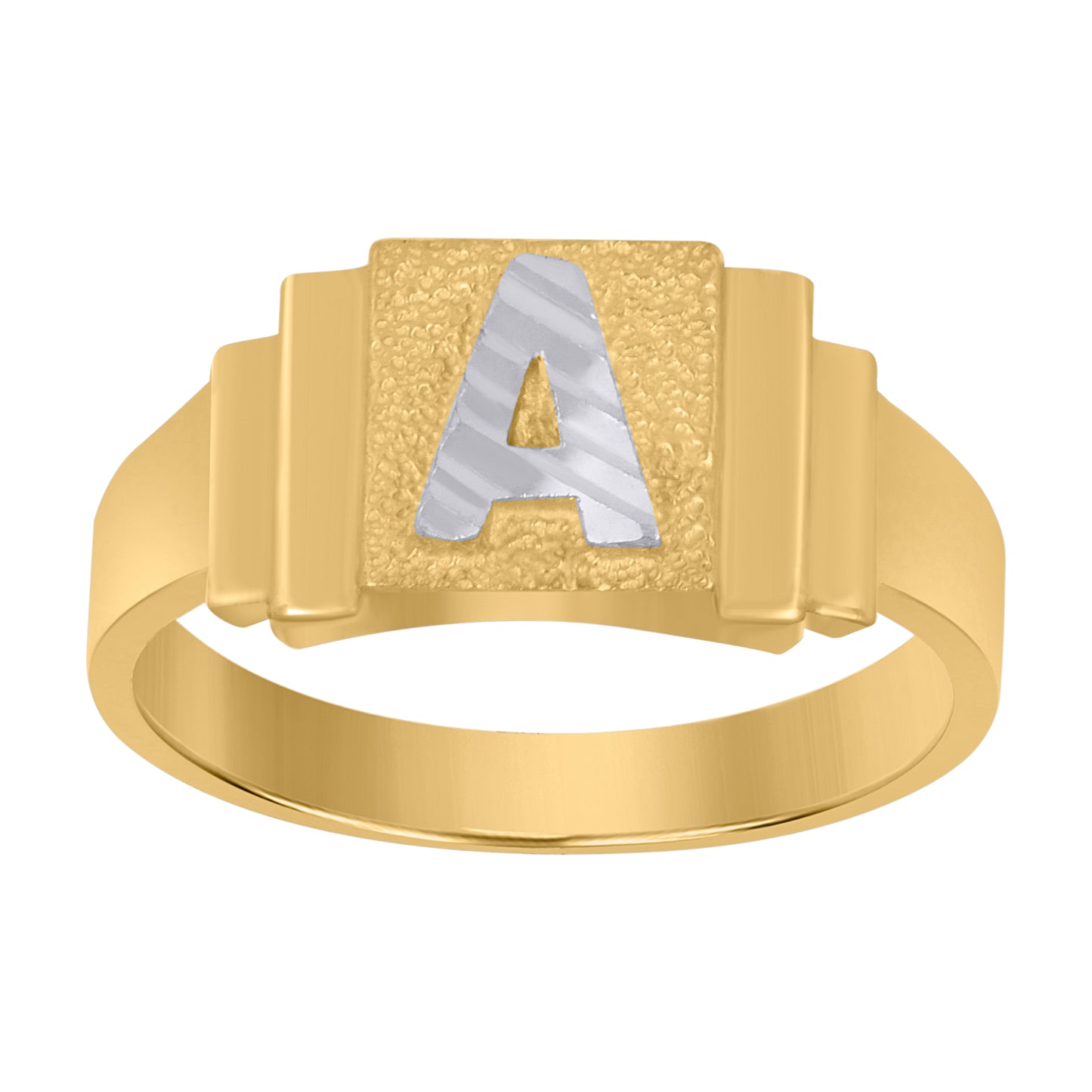 10K Two-Tone Gold Unisex Initial Alphabet Bridal Anniversary Engagement Wedding Ring