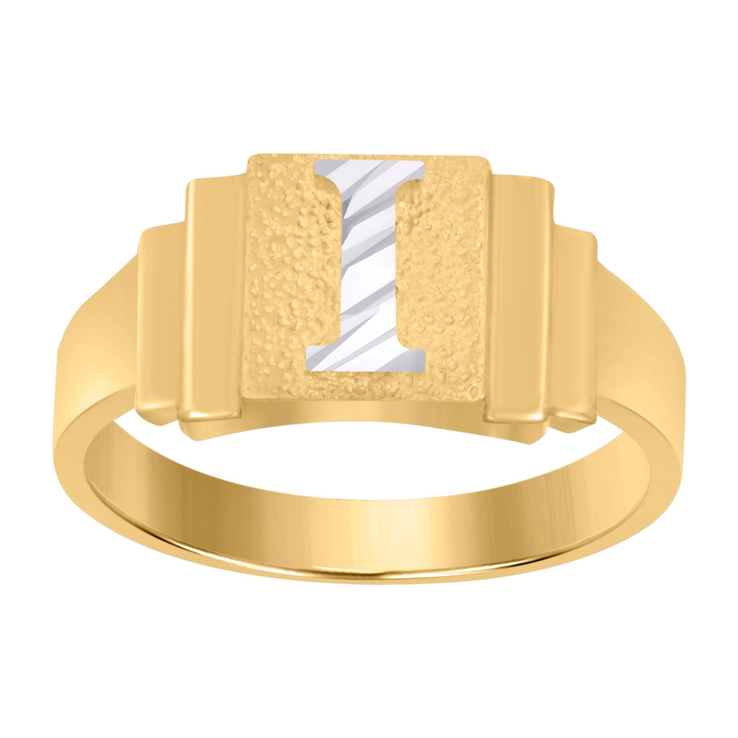10K Two-Tone Gold Unisex Initial Alphabet Bridal Anniversary Engagement Wedding Ring