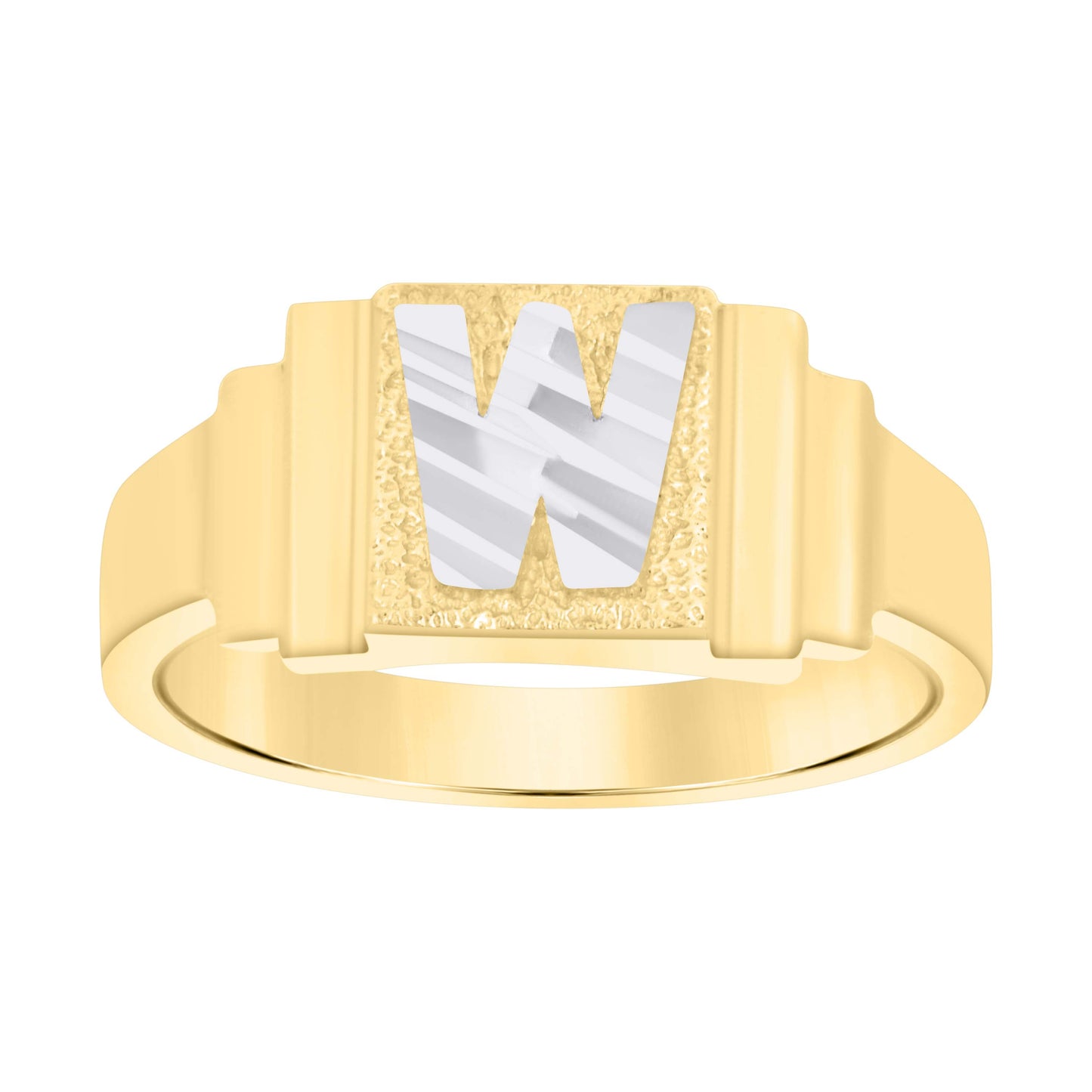 10K Two-Tone Gold Unisex Initial Alphabet Bridal Anniversary Engagement Wedding Ring