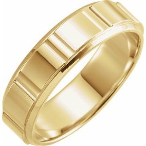 14K Yellow Gold 6 Mm Polished Patterned Band Size 9