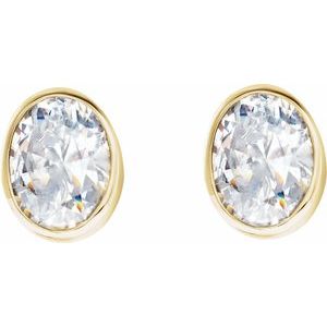 14K Yellow Gold Oval 4 X 3 Mm 1/3 Ctw Lab-Grown Diamond Bezel-Set Earrings