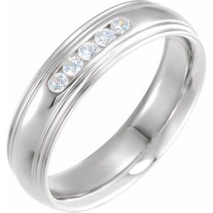 14K Yellow Or White Or Rose Gold Or Platinum 1/5 CTW Natural Diamond Double Stepped-Edge Comfort-Fit 6 mm Half Round Band