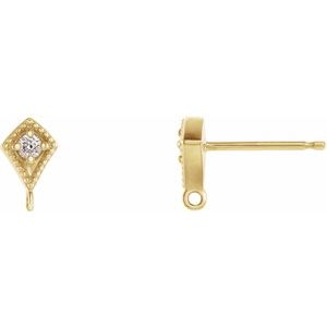 14K Yellow Gold Round 2 Mm .03 Ct Natural Diamond Earring Top