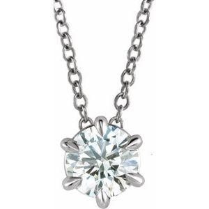 14K White Gold Round 5.5Mm F+ Vs 5/8 Ct Lab-Grown Diamond Solitaire Necklace, Length: 18 In