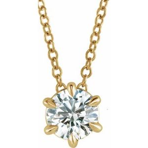 14K Yellow Gold Round 5.5Mm F+ Vs 5/8 Ct Lab-Grown Diamond Solitaire Necklace, Length: 18 In
