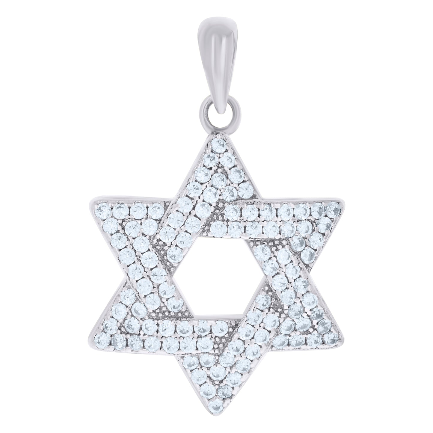 Sterling Silver Unisex Cubic-Zirconia Star Of David Symbol Religious Charm Pendant