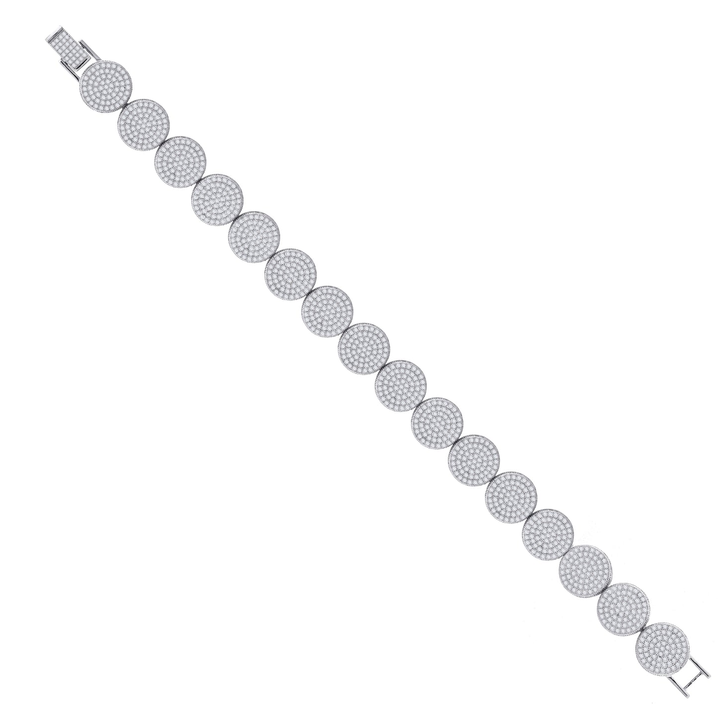 Sterling Silver Womens Micropave Cubic Zirconia Link Bracelet