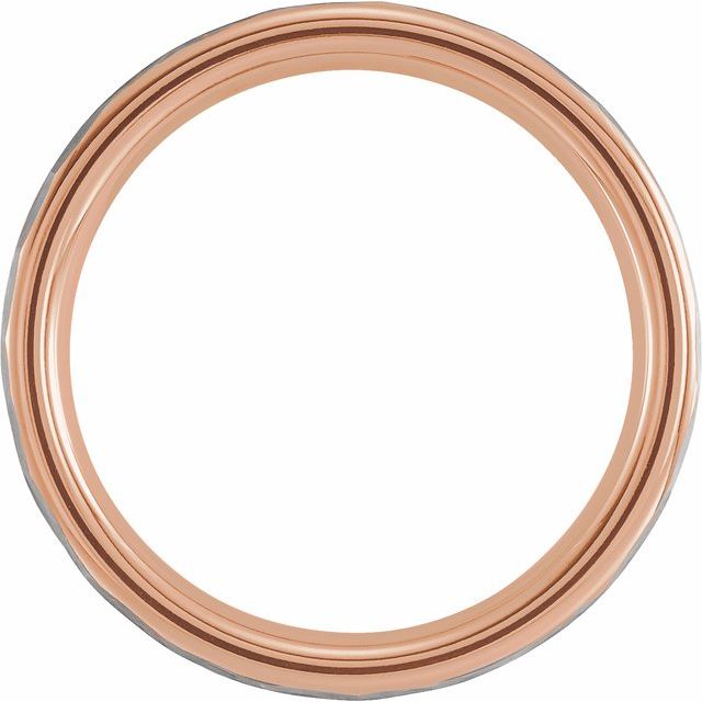 Tungsten And 18K Yellow Or Rose Gold Pvd Polished Comfort-Fit Flat Band With Hammer Finish