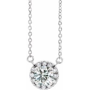 14K White Gold Round 5Mm F+ Vs 5/8 Ctw Lab-Grown Diamond French-Set Necklace, Length: 18 In