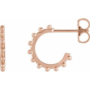 14K Rose Gold Beaded Geometric Hoop Earrings