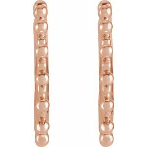 14K Rose Gold Beaded Geometric Hoop Earrings