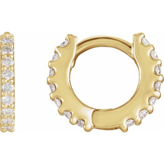 14K Yellow Or White Gold Round 1.3Mm I1, Gh Hinged Polished Natural Diamond Hoop Earrings