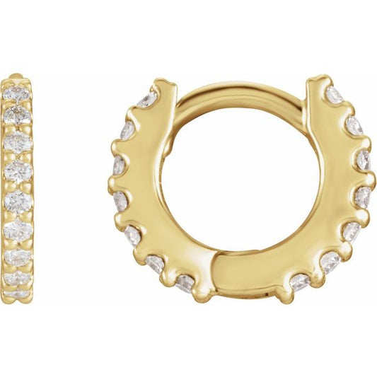 14K Yellow Or White Gold Round 1.3Mm I1, Gh Hinged Polished Natural Diamond Hoop Earrings