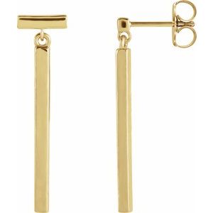 14K Yellow Gold Bar Dangle Earrings