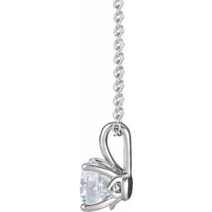 14K White Gold Round 6Mm  3/4 Ctw Natural Diamond Necklace, Length: 18 In