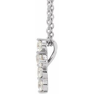 14K White Gold Round Si1-Si2, G-H 16-18 In Polished Lab-Grown Diamond Cross Necklace