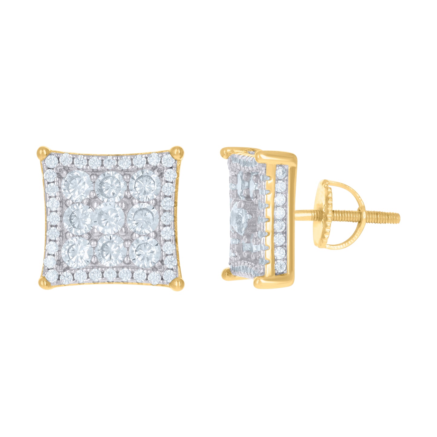 Sterling Silver Or Yellow-Tone Womens Cubic Zirconia Kite Stud Earrings