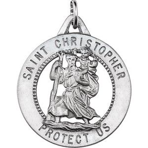 Sterling Silver 33 Mm Polished St. Christopher Medal