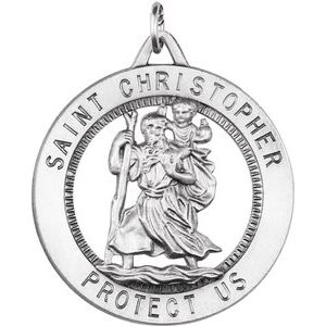 Sterling Silver 25 Mm Polished St. Christopher Medal