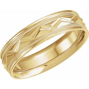 14K Yellow Gold Comfort-Fit Design Band Size 7
