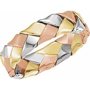 14K Yellow/White/Rose Gold 5.5 mm Woven Band Size 5