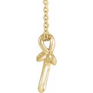 14K Yellow Gold 13.35 X 10.42 Mm 15 In Polished Youth Cross Necklace