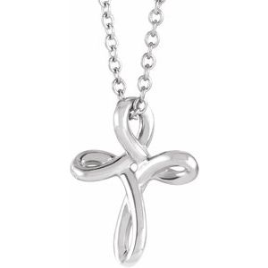 Sterling Silver 13.35 X 10.42 Mm 15 In Polished Youth Cross Necklace