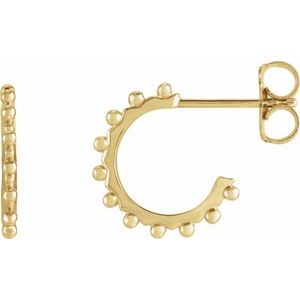 14K Yellow Gold Beaded Geometric Hoop Earrings