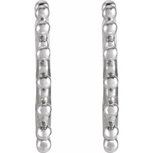 14K White Gold Beaded Geometric Hoop Earrings